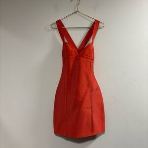 Herve Leger x Forever 21 Orange Mini Dress V-Neck Sleeveless
